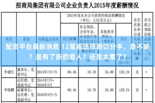 配资平台最新消息 12星座选择跟你分手，是不爱？是有了新的爱人？还是太累了？