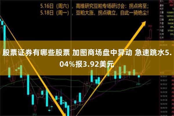 股票证券有哪些股票 加图商场盘中异动 急速跳水5.04%报3.92美元